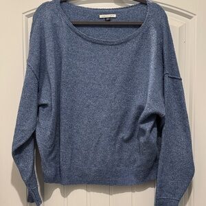 American Eagle Outfitters Heathered Blue Crew Neck Sweater